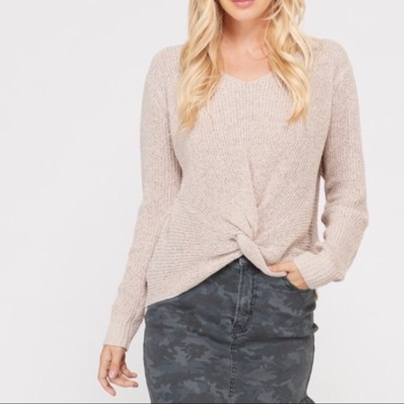 Twig Twist Tie Knot Front Cozy Knit Sweater - Picture 3 of 9